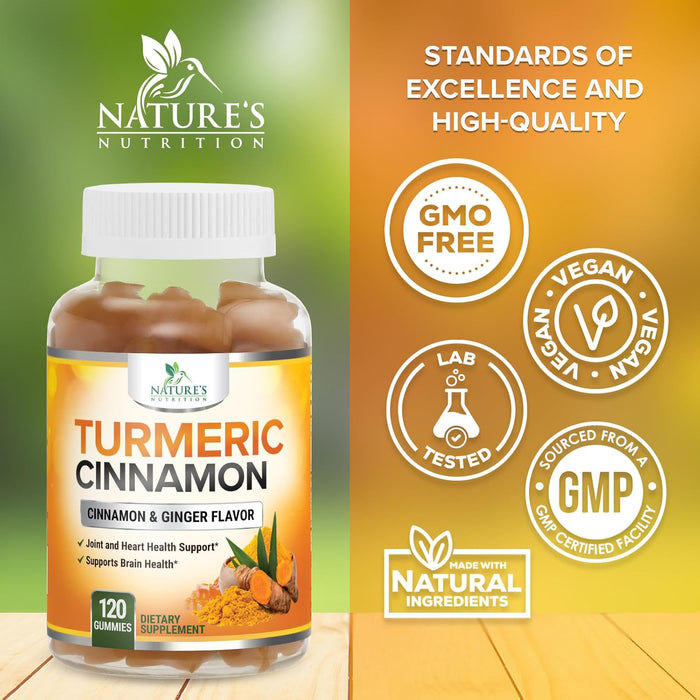 Turmeric Gummies with Black Pepper for Best Absorption, Turmeric Curcumin Supplement Chewable - Joint & Heart Support, Natural Immune Support, Vegan Friendly Vitamins for Men and Women