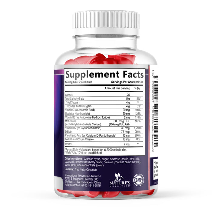 B Complex Gummies with Vitamin C & Folic Acid Super Vitamin B Gummy with Niacin â€“ 60 Gummies