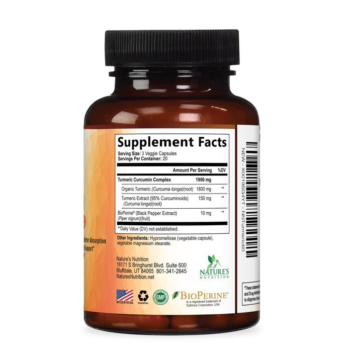 Turmeric Curcumin + Black Pepper 1950 mg - 60 Capsules