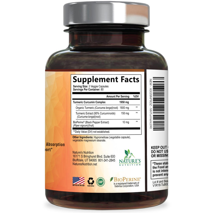 Turmeric Curcumin + Black Pepper 1950 mg - 240 Capsules
