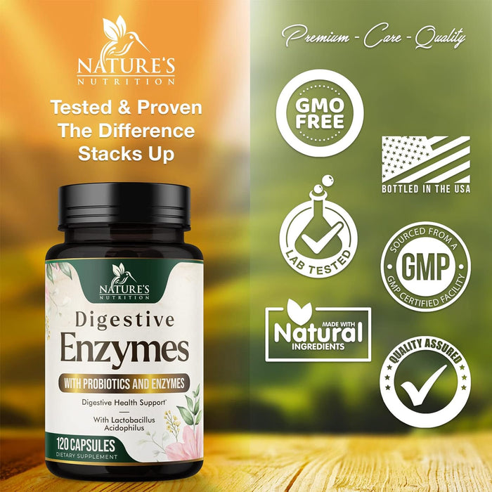 Digestive Enzymes with Probiotics and Bromelain - Extra Strength Digestive Enzyme Health Supplement for Women and Men - Supports Digestion, Gas, Bloating, and Gut Health, Non-GMO