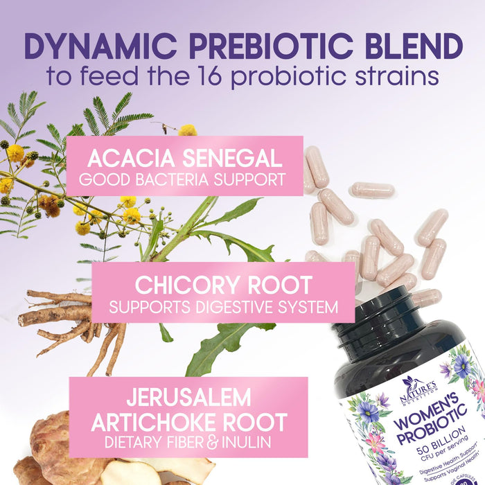 Women's Probiotic + Prebiotics 50 Billion CFU - 60 Capsules