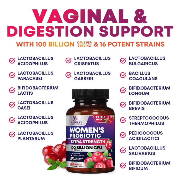 Women's Probiotic + Cranberry & Prebiotics 90 Billion CFU - 60 Capsules