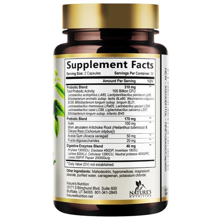Probiotic + Prebiotics 100 Billion CFU - 60 Capsules