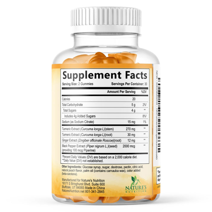 Turmeric Gummies with Black Pepper & Ginger for Absorption â€“ 60 Gummies