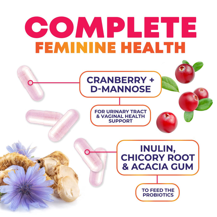Women's Probiotic + Cranberry & Prebiotics 90 Billion CFU - 60 Capsules