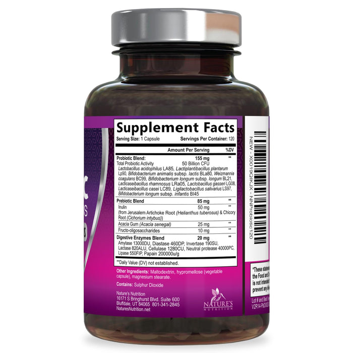 Probiotic + Prebiotics 50 Billion CFU - 120 Capsules