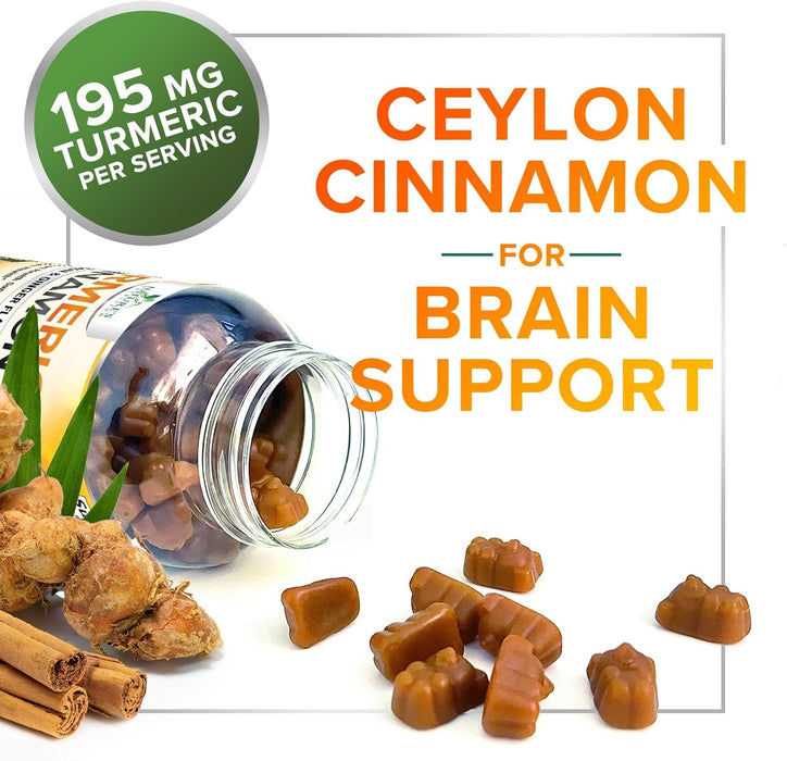 Turmeric Gummies with Black Pepper for Best Absorption, Turmeric Curcumin Supplement Chewable - Joint & Heart Support, Natural Immune Support, Vegan Friendly Vitamins for Men and Women