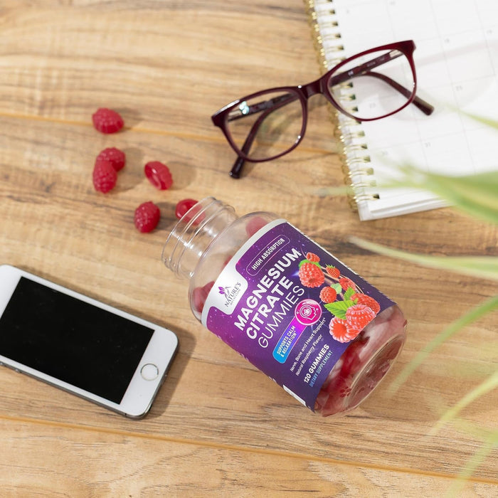 Magnesium Gummies, High Absorption 100mg - Natural Calm Relaxation and Stress Support for Adults and Kids - Gentle Chewable Magnesium Citrate Gummy