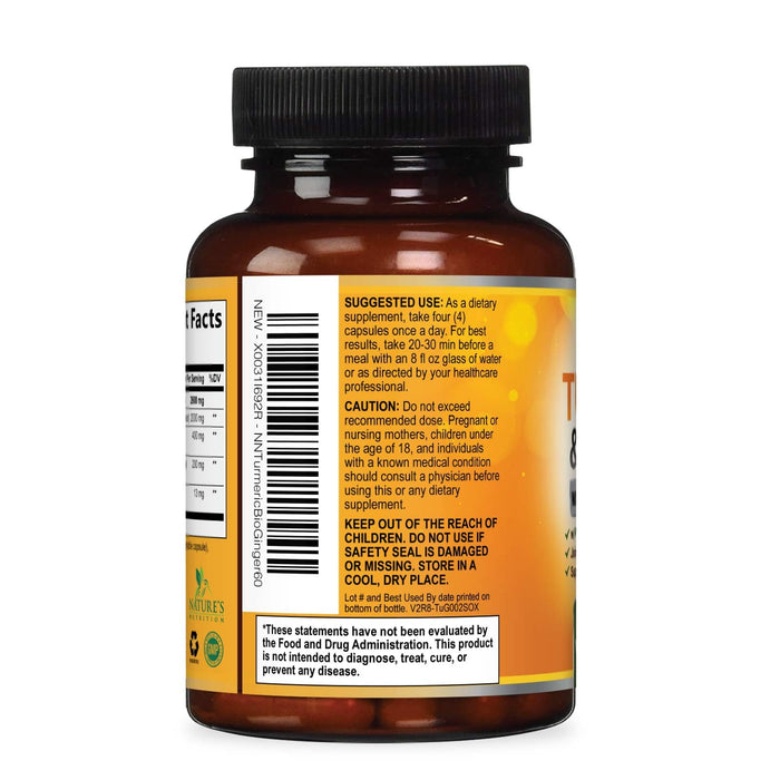 Turmeric Curcumin + Ginger & Black Pepper 2600 mg - 60 Capsules
