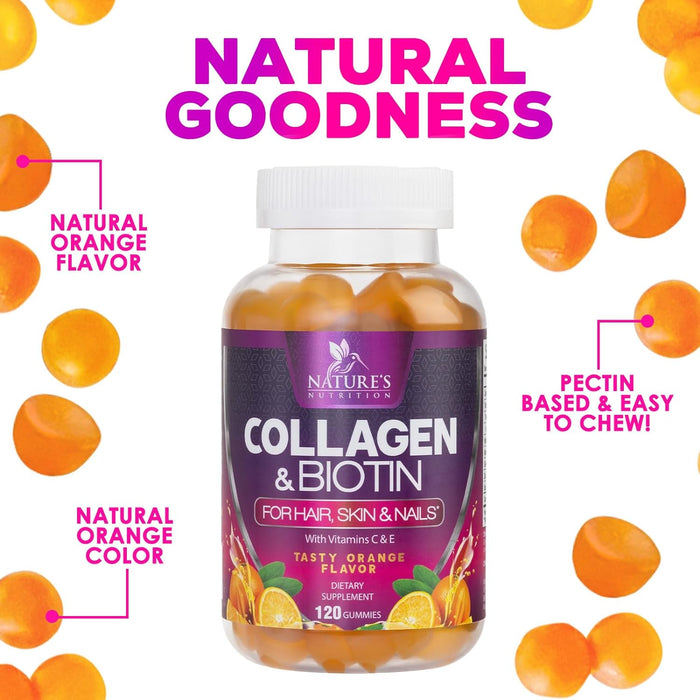 Collagen Peptides - Hair Supplements for Hair Growth Support Women & Men with Biotin Vitamin C, Naturally Support Joint Health & Hair, Skin, & Nail Growth, Collagen Gummies Hair Supplement