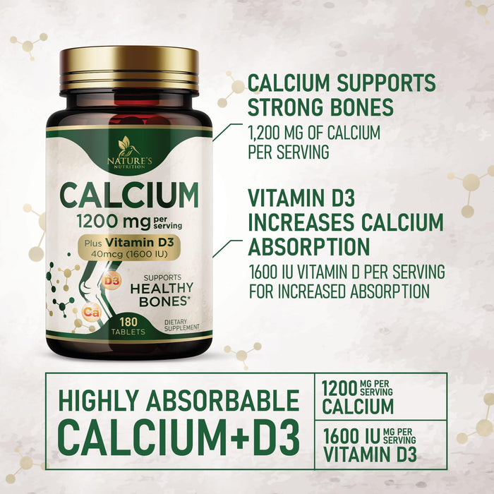 Calcium 1200 mg with Vitamin D3 â€“ 180 Tablets