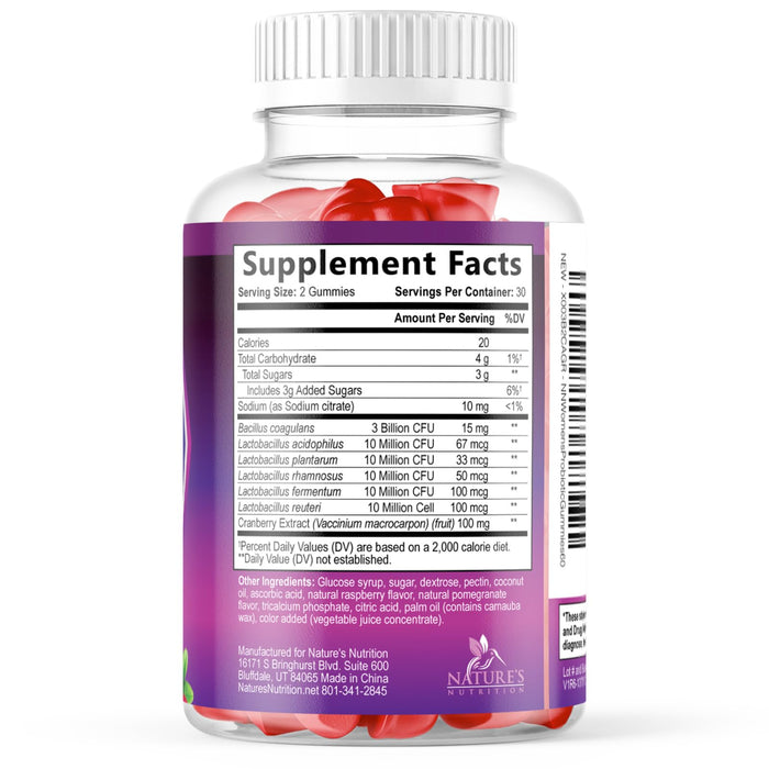 Probiotics for Women Gummies with Cranberry â€“ 3 Billion CFU â€“ 60 Gummies