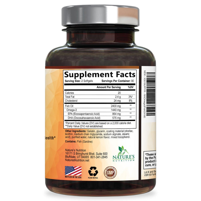 Omega-3 Fish Oil 2400 mg - 180 Softgels