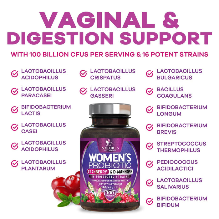 Women's Probiotic + Cranberry & Prebiotics 60 Billion CFU - 120 Capsules