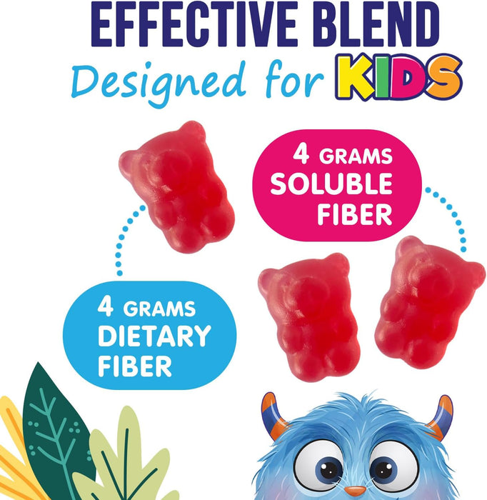 Kids Fiber Gummy Bears Supplement - Daily Prebiotic Fiber for Kids, Supports Regularity, Digestive Health & Immune Support, Nature's Plant Based Chicory Root Vitamins, Vegan, Berry Flavor
