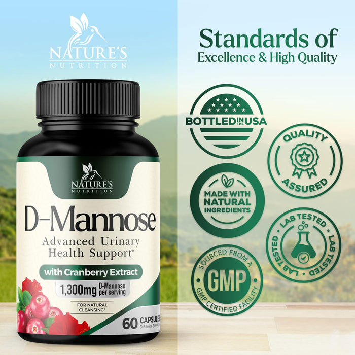 D-Mannose 1,350 mg with Cranberry & Hibiscus â€“ 60 Capsules