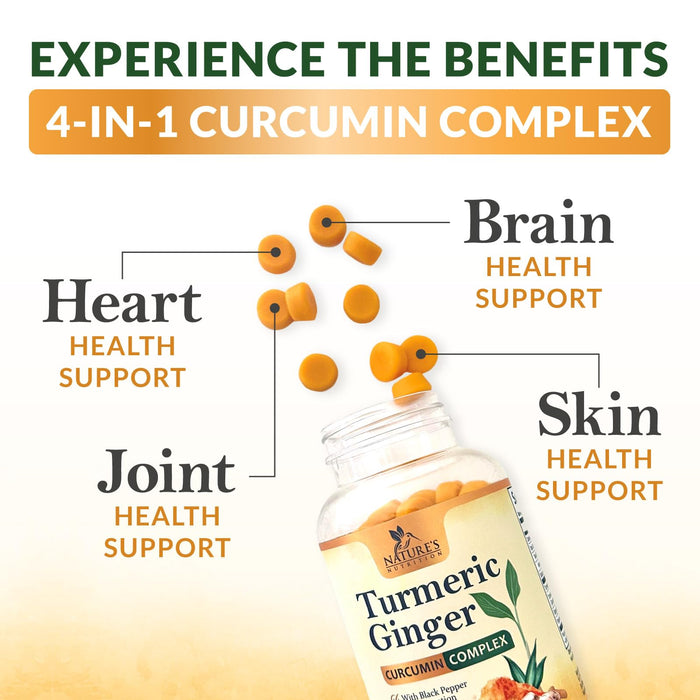 Turmeric Gummies with Black Pepper & Ginger for Absorption â€“ 60 Gummies