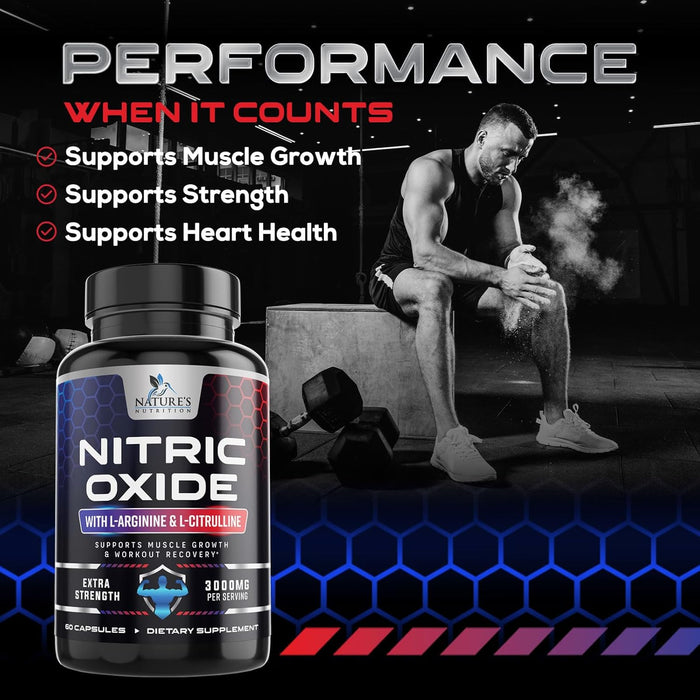 Extra Strength Nitric Oxide Supplement L Arginine 3X Strength - Citrulline Malate, AAKG, Beta Alanine - Premium Muscle Supporting Nitric Oxide Booster for Strength & Energy Supplements