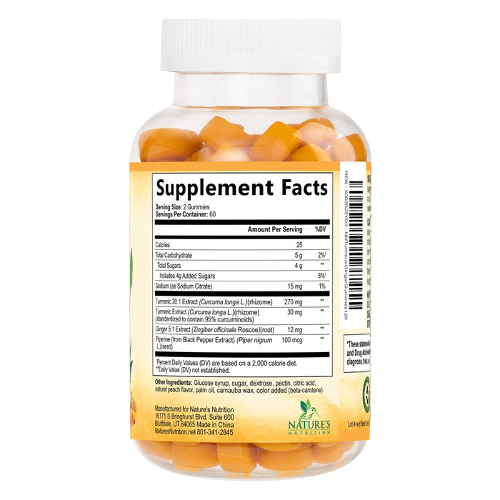 Turmeric Curcumin Gummies - Peach, 120 Gummies