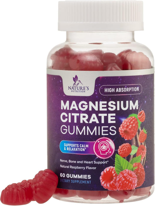 Magnesium Gummies, High Absorption 100mg - Natural Calm Relaxation and Stress Support for Adults and Kids - Gentle Chewable Magnesium Citrate Gummy