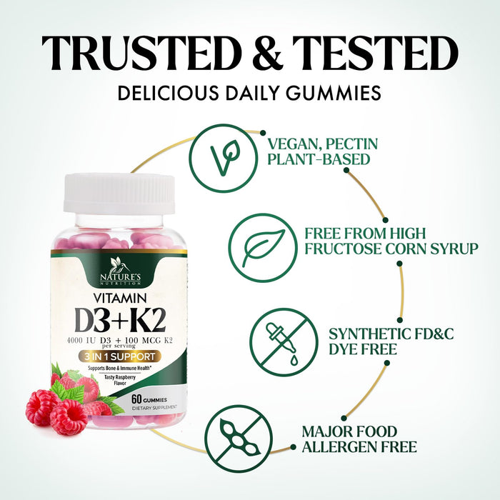 Vitamin D3 + K2 (MK-7) - 60 Gummies