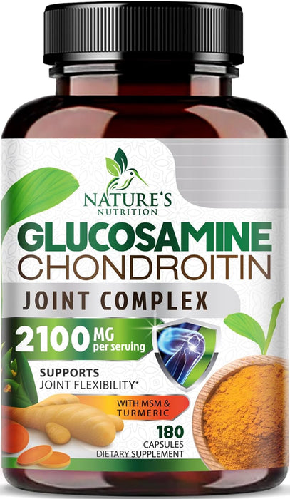 Glucosamine Chondroitin MSM Complex - Joint Support Supplement Turmeric & Boswellia, Triple Strength Glucosamine Capsules - Support for Joint Health & Mobility with Quercetin Bromelain