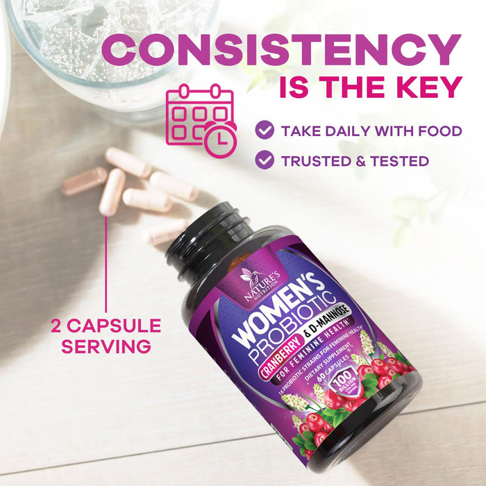 Women's Probiotic + Cranberry & Prebiotics 60 Billion CFU - 60 Capsules