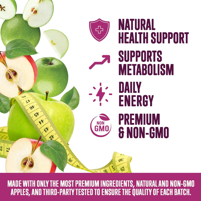 Apple Cider Vinegar + Vitamin B12 1000 mg - Apple Raspberry, 60 Gummies