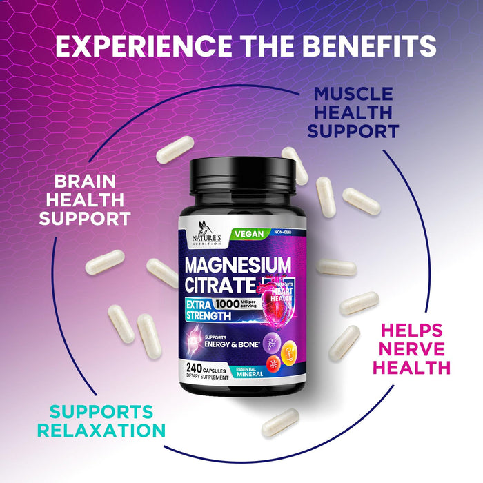 Magnesium Citrate 1000 mg for Absorption â€“ 240 Capsules