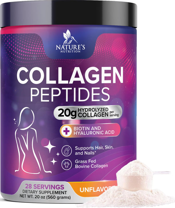 Collagen Peptides Powder + Hyaluronic Acid - Unflavored, 28 Servings