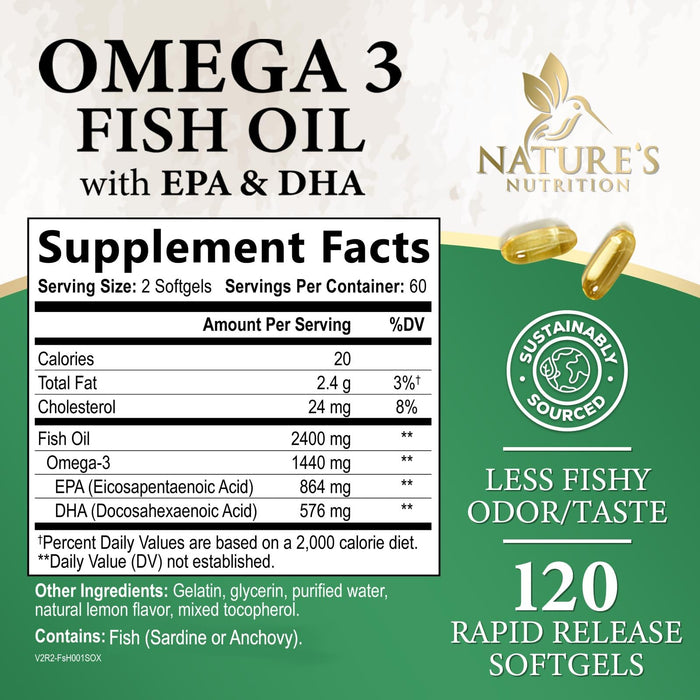 Omega-3 Fish Oil 2400 mg - 120 Softgels