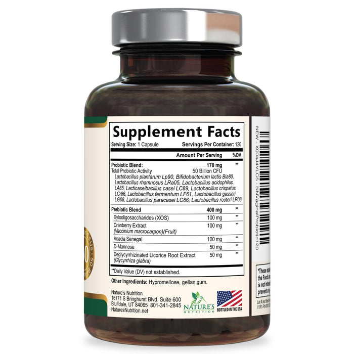 Vaginal Probiotic + Cranberry & Prebiotics 50 Billion CFU - 120 Capsules
