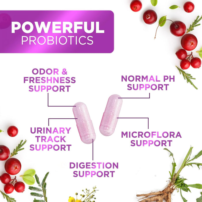 Probiotics for Women with Prebiotics & Cranberry, 60 Billion CFU, Vaginal Women's Probiotic for Immune & Digestive Health, D-Mannose for Urinary Health, Shelf Stable No Soy Gluten Dairy