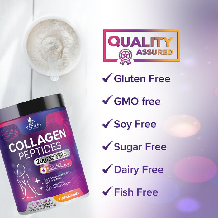 Collagen Peptides Powder + Hyaluronic Acid - Unflavored, 28 Servings