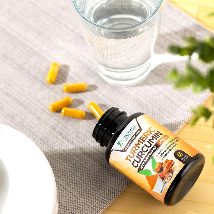 Turmeric Curcumin with BioPerine 95% Standardized Curcuminoids 1950mg - Black Pepper Extract for Max Absorption, Nature's Joint Support Supplement, Herbal Turmeric Pills, Vegan Non-GMO