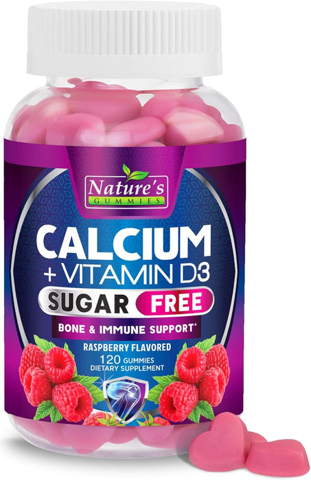 Sugar Free Calcium Gummy Bites Plus 400 IU Vitamin D3, Bone Health & Immune Support, Supports Bone Strength - Chewable Calcium Nutrition Supplement, Non-GMO, Berry Flavor Chews