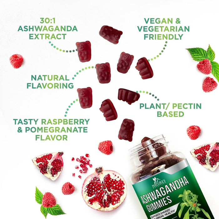 Ashwagandha Gummies for Women & Men, 3000mg Equivalent, Vegan, Plant Based, Non-GMO, Gluten-Free & Gelatin Free, Ashwagandha Supplement for Natural Antioxidant Support, Ashwa Root Extract - 60 Gummies