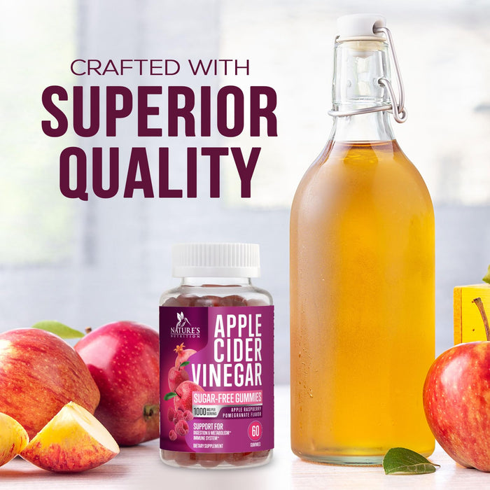 Apple Cider Vinegar + Vitamin B12 1000 mg - Apple Raspberry, 60 Gummies