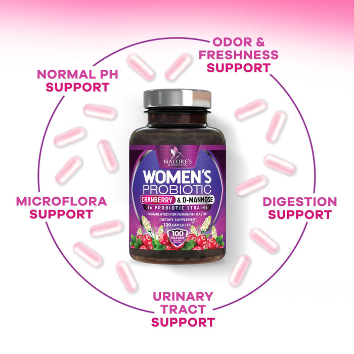 Women's Probiotic + Cranberry & Prebiotics 60 Billion CFU - 120 Capsules