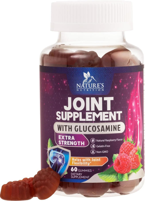 Nature's Joint Support Gummies Glucosamine Plus Vitamin E - Joint Support Supplement for Occasional Discomfort for Back, Knees & Hands - Joint Health & Flexibility Supplement