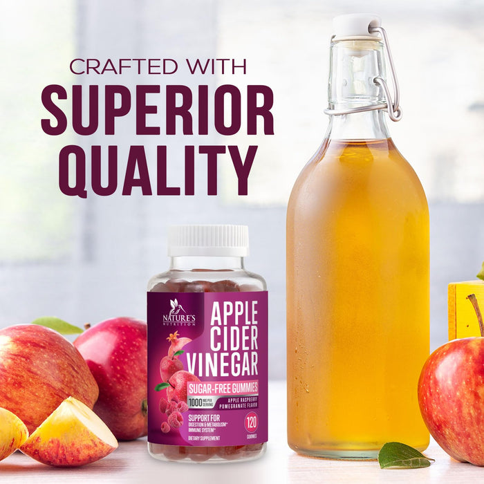 Apple Cider Vinegar + Vitamin B12 1000 mg - Apple Raspberry, 120 Gummies
