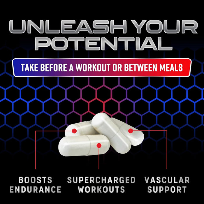 Extra Strength Nitric Oxide Supplement L Arginine 3X Strength - Citrulline Malate, AAKG, Beta Alanine - Premium Muscle Supporting Nitric Oxide Booster for Strength & Energy Supplements