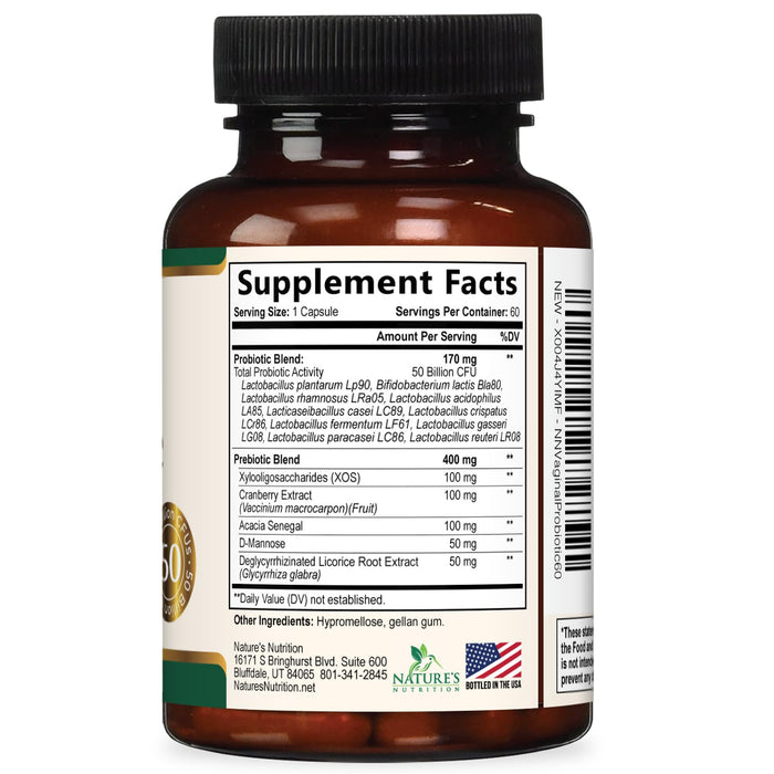 Vaginal Probiotic + Cranberry & Prebiotics 50 Billion CFU - 60 Capsules