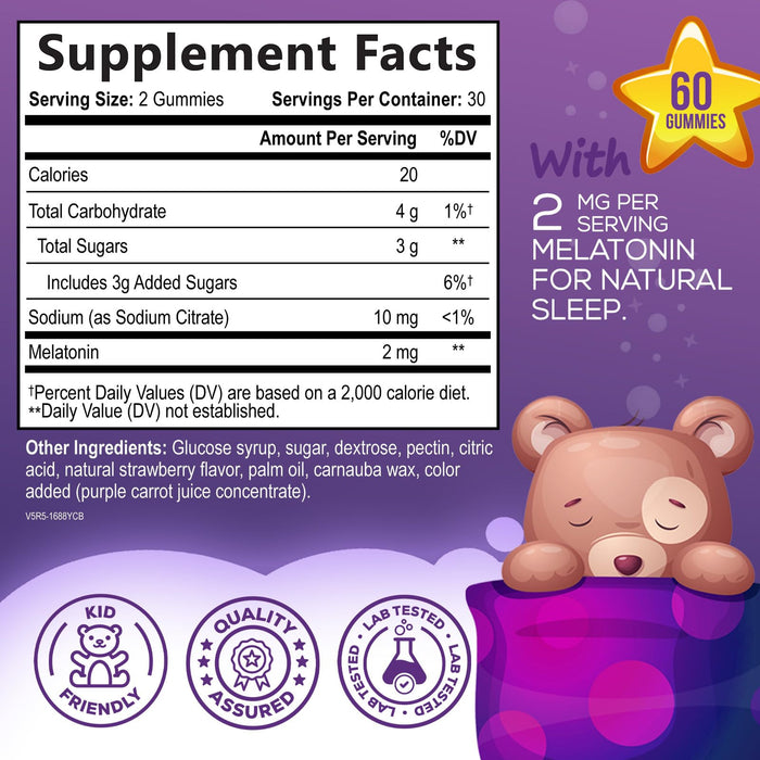 Kids' Melatonin Sleep Gummies 2 mg - Berry, 60 Gummies