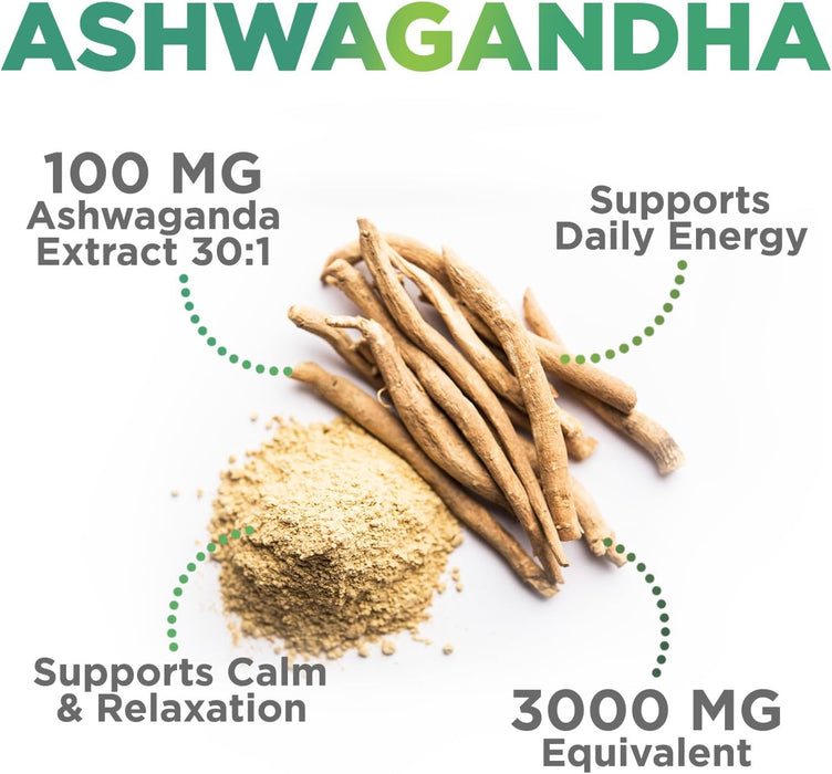 Ashwagandha Gummies for Women & Men, 3000mg Equivalent, Vegan, Plant Based, Non-GMO, Gluten-Free & Gelatin Free, Ashwagandha Supplement for Natural Antioxidant Support, Ashwa Root Extract - 60 Gummies