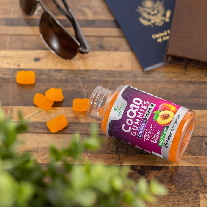Nature's Nutrition CoQ10 Gummies 100mg – High Absorption Coenzyme Q10 Supplement for Heart Health, Energy & Antioxidant Support – Peach Flavor Gummy, Vegan, Non-GMO, Gluten Free – 30 Count
