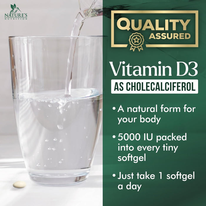 Vitamin D3 5000 IU (125 mcg) - High Potency Vitamin D-3 Supplement (2 Month Supply) for Bone, Teeth, Muscle and Immune Health Support - Dietary Supplement, Gluten Free, Non-GMO