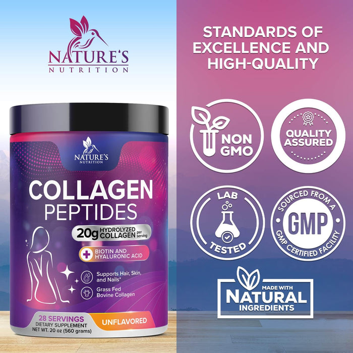Collagen Peptides Powder + Hyaluronic Acid - Unflavored, 28 Servings