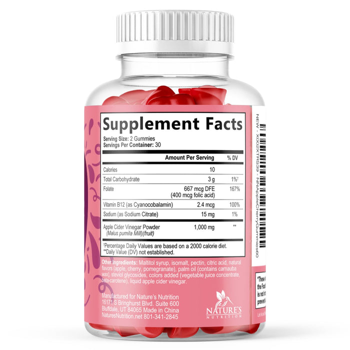 Apple Cider Vinegar + Vitamin B12 1000 mg - 60 Gummies